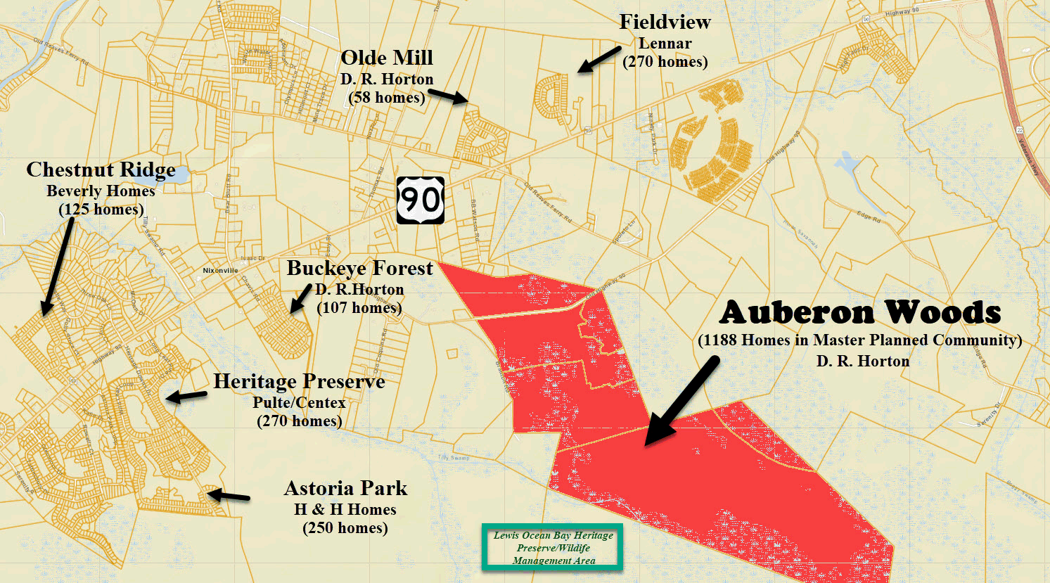 Auberon Woods new home community in Conway just off of Highway 90.